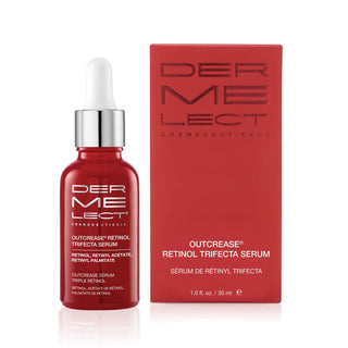 Outcrease bottle with dropper and matching box on a white background